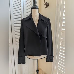 Theory Menefer Cropped Trench Jacket, Black Admiral Crepe, Small